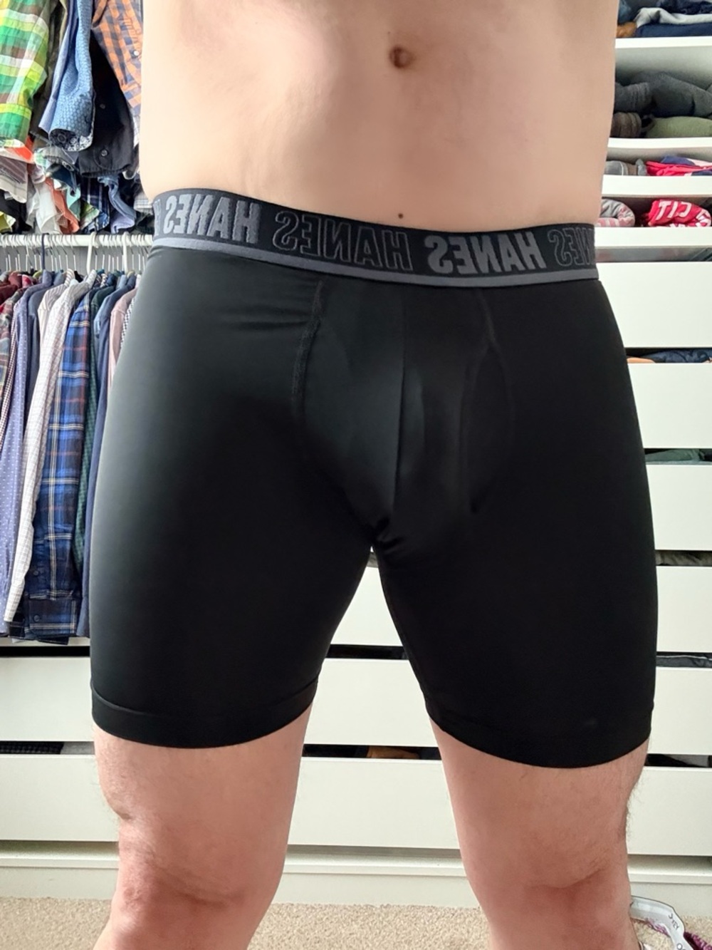 Hanes Moves Men's Black Boxer Briefs with Branded Waistband Anti Chafe